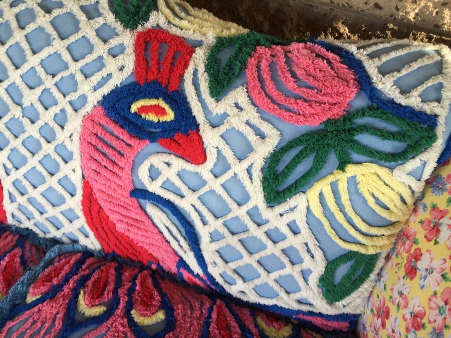 Vintage Loveseat Upholstered With A Vintage Chenille Peacock Bedspread [Photo 9]