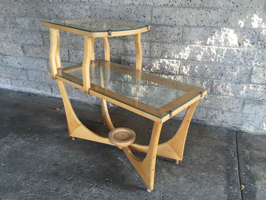 Mid-Century Modern Wood And Glass Side Table [Photo 4]