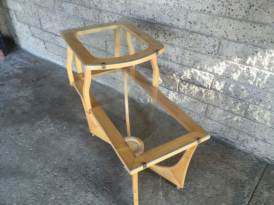 Mid-Century Modern Wood And Glass Side Table [Photo 6]