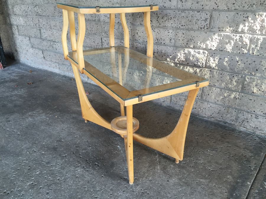 Mid-Century Modern Wood And Glass Side Table [Photo 5]