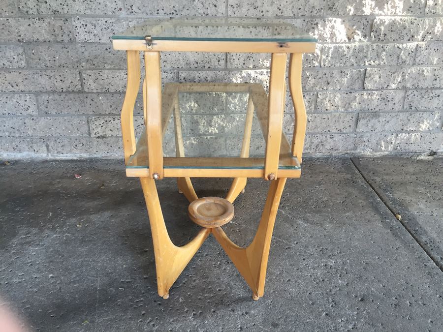 Mid-Century Modern Wood And Glass Side Table [Photo 2]