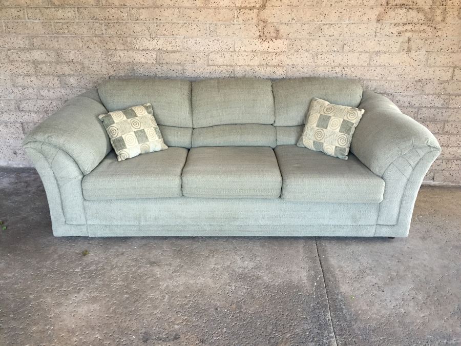 Nice Beige Sofa With Two Pillows [Photo 2]