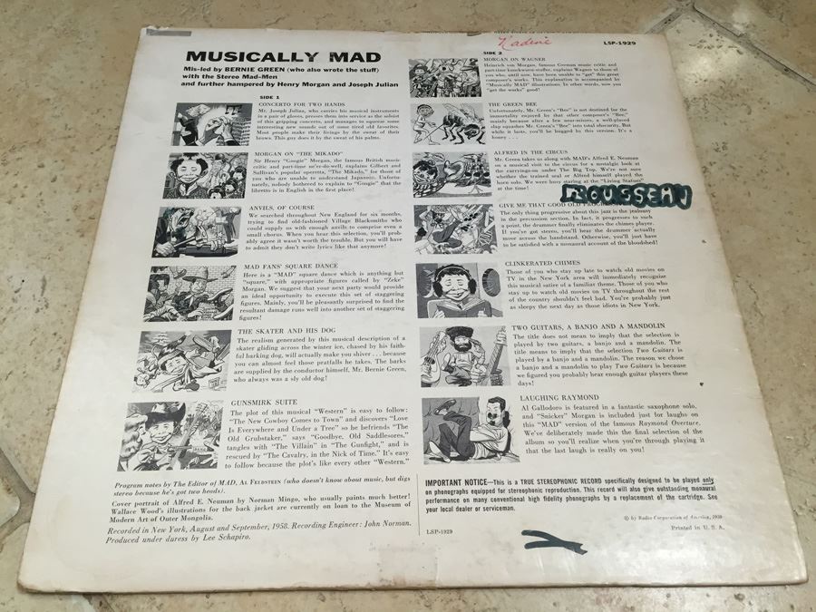 Bernie Green - Musically Mad - RCA Victor - LSP-1929 [Photo 2]