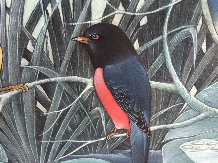 Large Original Bird Scenery Painting From Ubud Bali Indonesia On Fabric Estimate $500 [Photo 6]