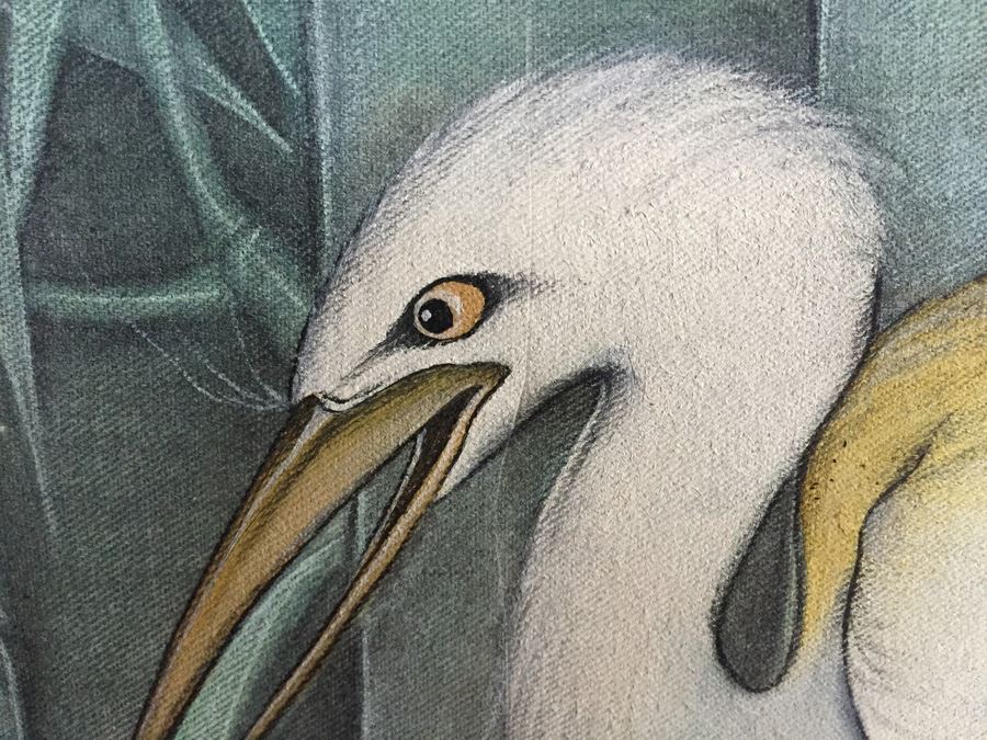 Large Original Bird Scenery Painting From Ubud Bali Indonesia On Fabric Estimate $500 [Photo 10]