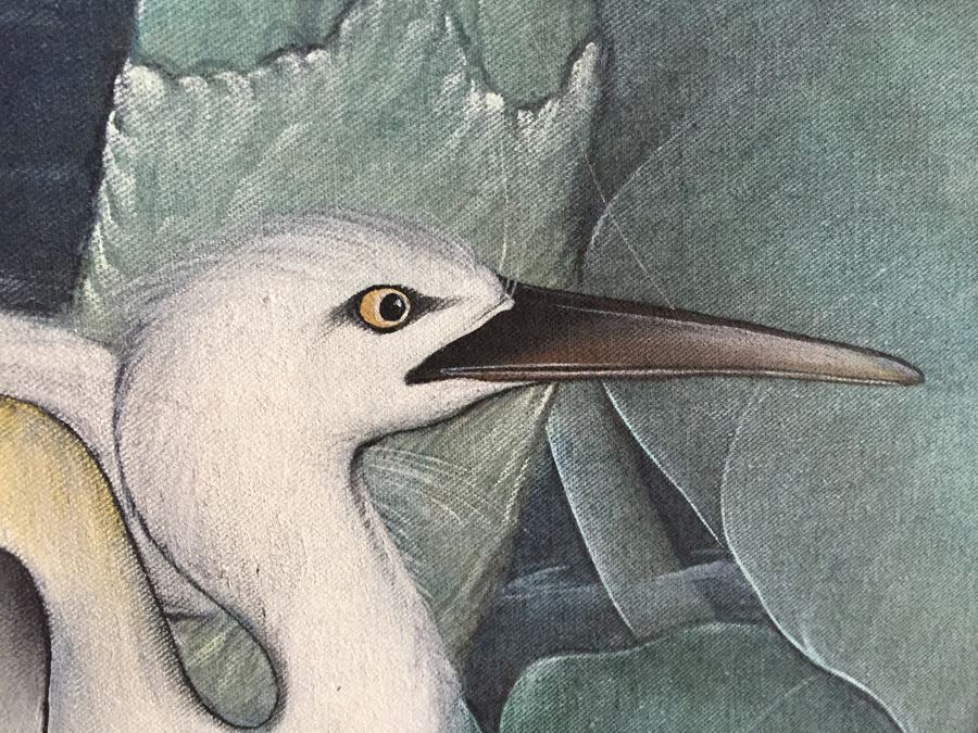 Large Original Bird Scenery Painting From Ubud Bali Indonesia On Fabric Estimate $500 [Photo 11]