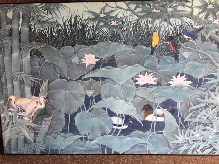 Large Original Bird Scenery Painting From Ubud Bali Indonesia On Fabric Estimate $500 [Photo 12]