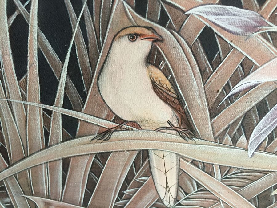 Large Original Bird Scenery Painting From Ubud Bali Indonesia On Fabric Estimate $500 [Photo 10]