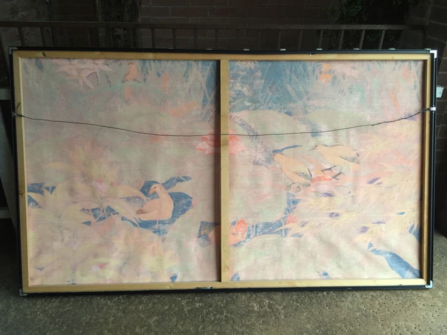 Large Original Bird Scenery Painting From Ubud Bali Indonesia On Fabric Estimate $500 [Photo 11]