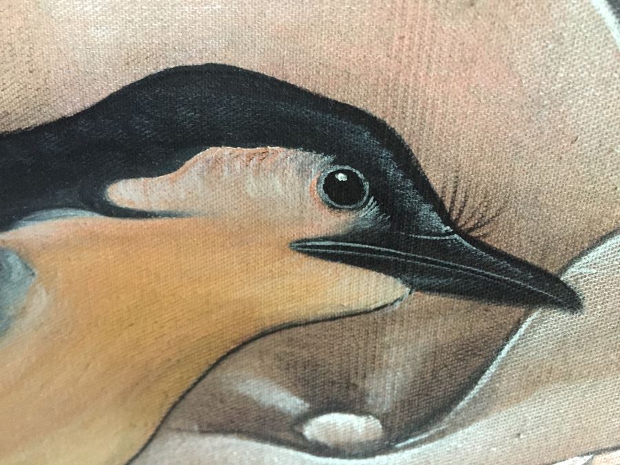 Large Original Bird Scenery Painting From Ubud Bali Indonesia On Fabric Estimate $500 [Photo 9]