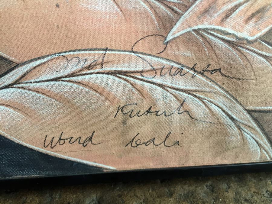 Large Original Bird Scenery Painting From Ubud Bali Indonesia On Fabric Estimate $500 [Photo 3]