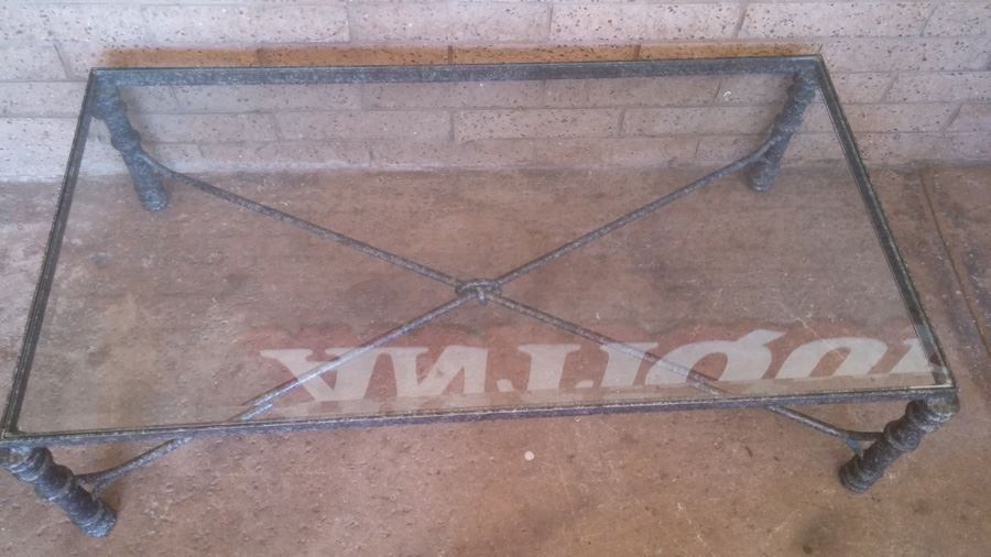 Metal Coffee Table With Beveled Glass Top [Photo 3]