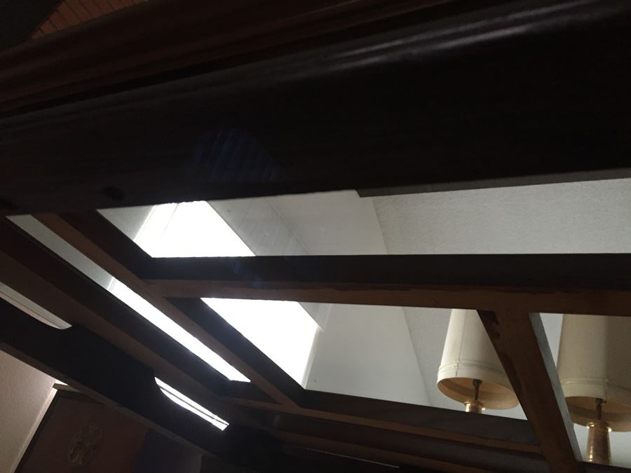 Wooden Base Asian Styled Coffee Table With Beveled Glass Top [Photo 11]