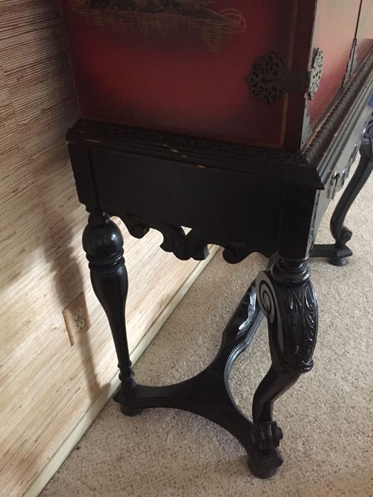 Chinoiserie Red Lacquer High Boy Double Door Chest And Stand - Estimate $1,500 [Photo 20]