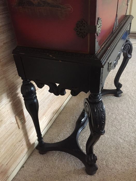 Chinoiserie Red Lacquer High Boy Double Door Chest And Stand - Estimate $1,500 [Photo 21]