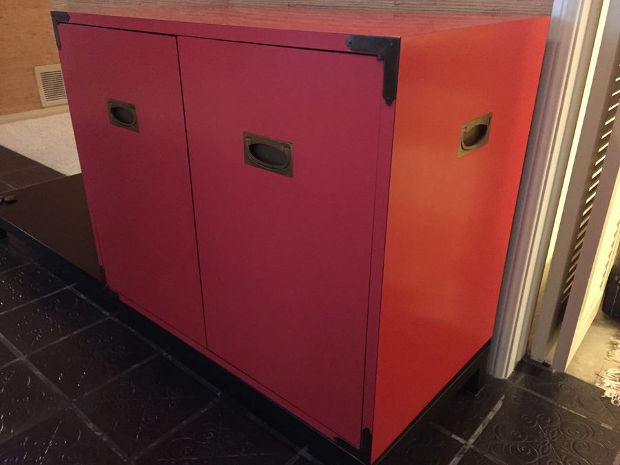 Vintage Red Cabinet On Low Table [Photo 2]