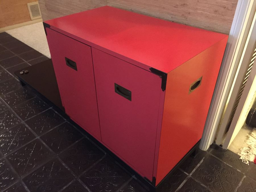 Vintage Red Cabinet On Low Table [Photo 5]