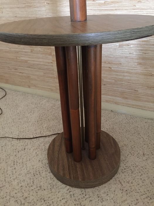 Mid Century Modern Rattan Floor Lamp With Table [Photo 2]