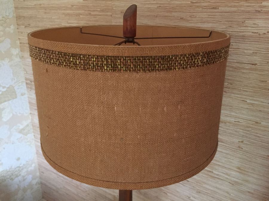 Mid Century Modern Rattan Floor Lamp With Table [Photo 4]