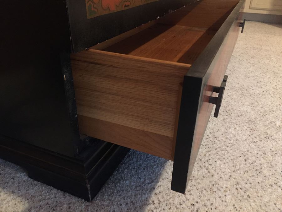 Vintage Chinoiserie Red And Black LANE Cedar Chest With Drawer [Photo 9]
