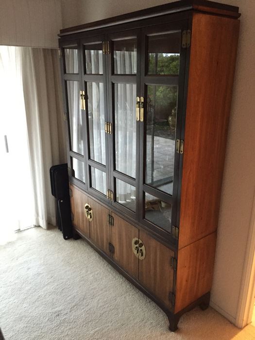 Lane Two Piece Lighted Chinoiserie China Cabinet With Brass Hardware [Photo 6]