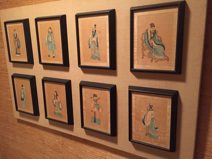 Large Grouping Of 8 Asian Paintings With Detailed Descriptions Of Each Painting On Back [Photo 4]