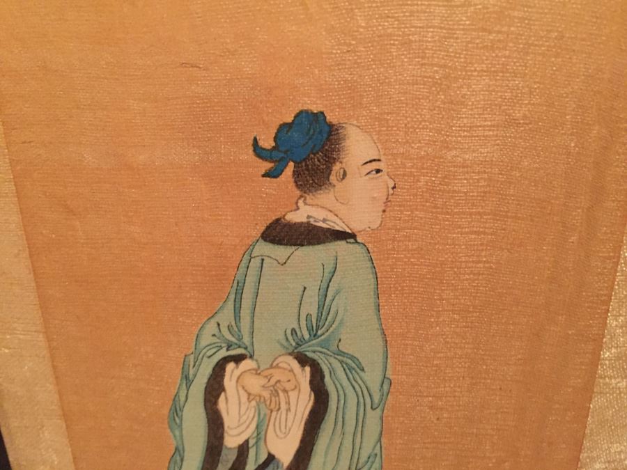 Large Grouping Of 8 Asian Paintings With Detailed Descriptions Of Each Painting On Back [Photo 16]