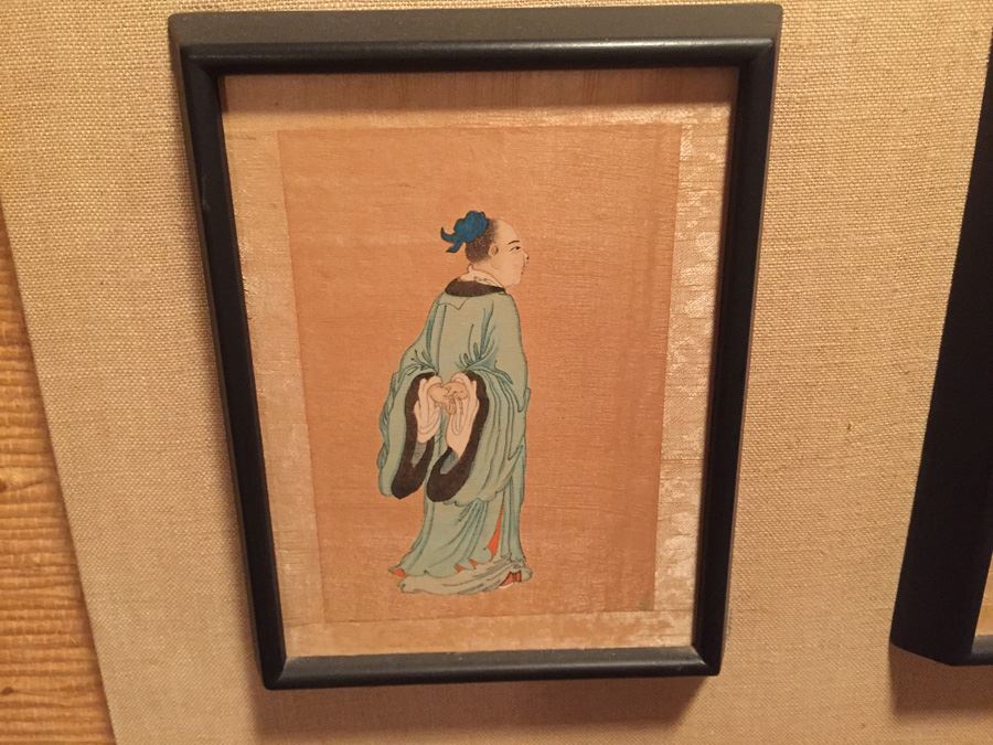 Large Grouping Of 8 Asian Paintings With Detailed Descriptions Of Each Painting On Back [Photo 15]