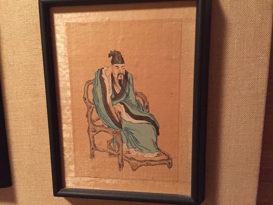 Large Grouping Of 8 Asian Paintings With Detailed Descriptions Of Each Painting On Back [Photo 5]