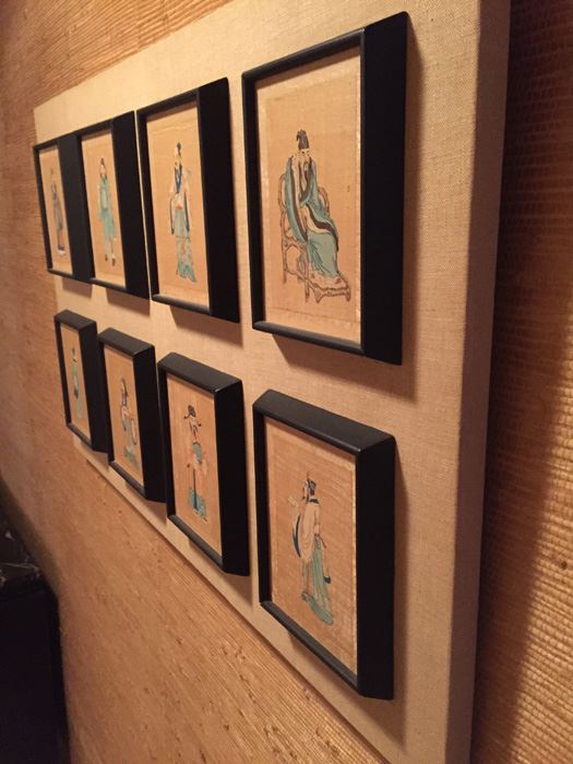 Large Grouping Of 8 Asian Paintings With Detailed Descriptions Of Each Painting On Back [Photo 19]