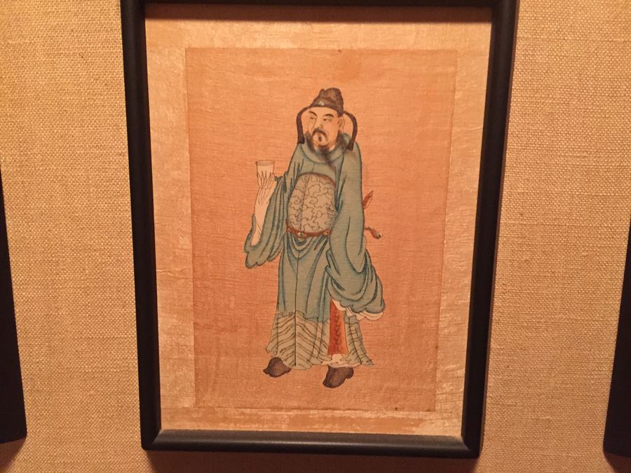 Large Grouping Of 8 Asian Paintings With Detailed Descriptions Of Each Painting On Back [Photo 11]