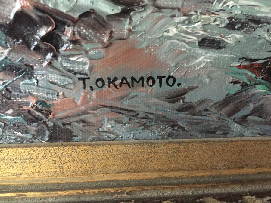 Original Framed Nautical Oil Painting Signed By T. OKAMOTO [Photo 3]