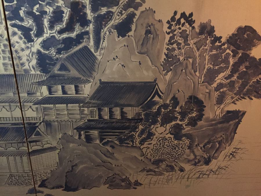 Large Gold Hand Painted Silk Screen Signed By Artist [Photo 9]