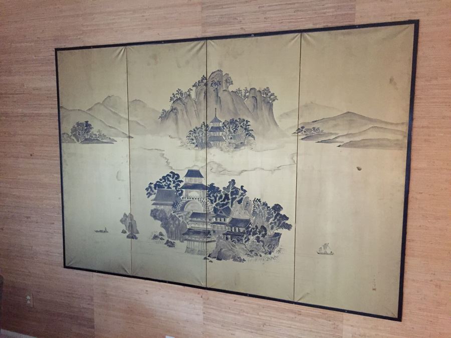 Large Gold Hand Painted Silk Screen Signed By Artist [Photo 14]