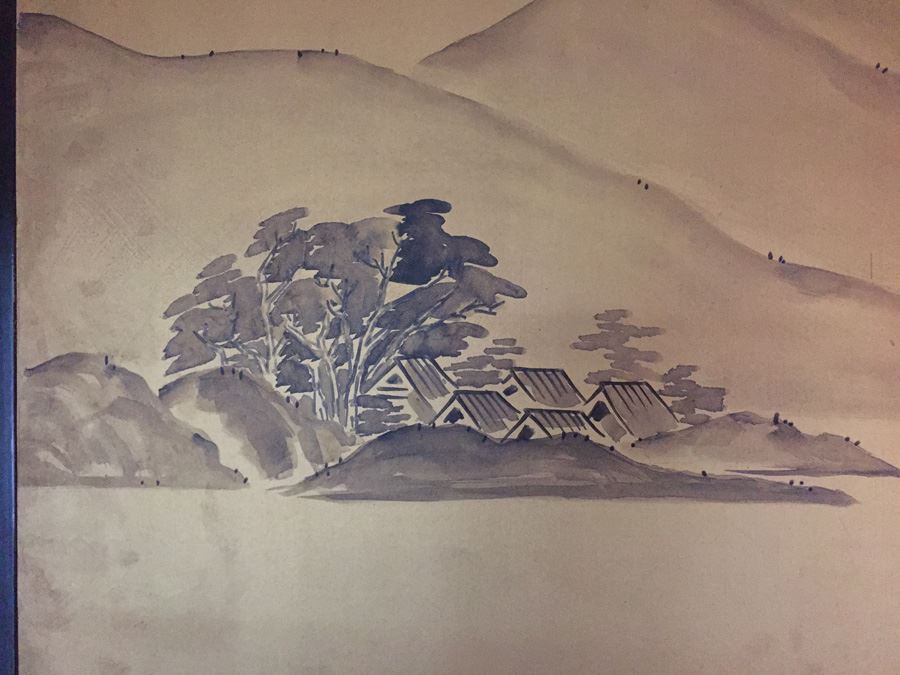 Large Gold Hand Painted Silk Screen Signed By Artist [Photo 12]