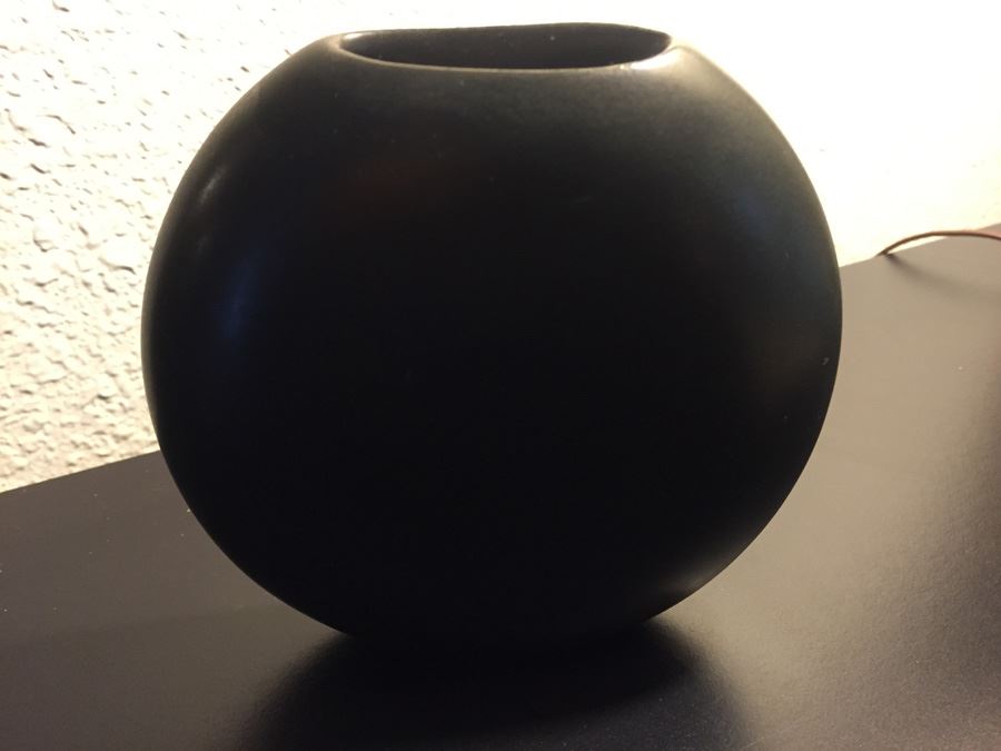 Black Pottery Signed Underneath TURKEL With Bamboo Hanging Wall Mount [Photo 5]