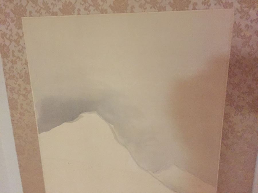 Old Japanese Kakemono Seasonal Scroll Depicting Mountains Forest And Pavillion Design Ink And Colors On Silk Late Meiji Period Circa 1920 - Estimate $350 [Photo 5]