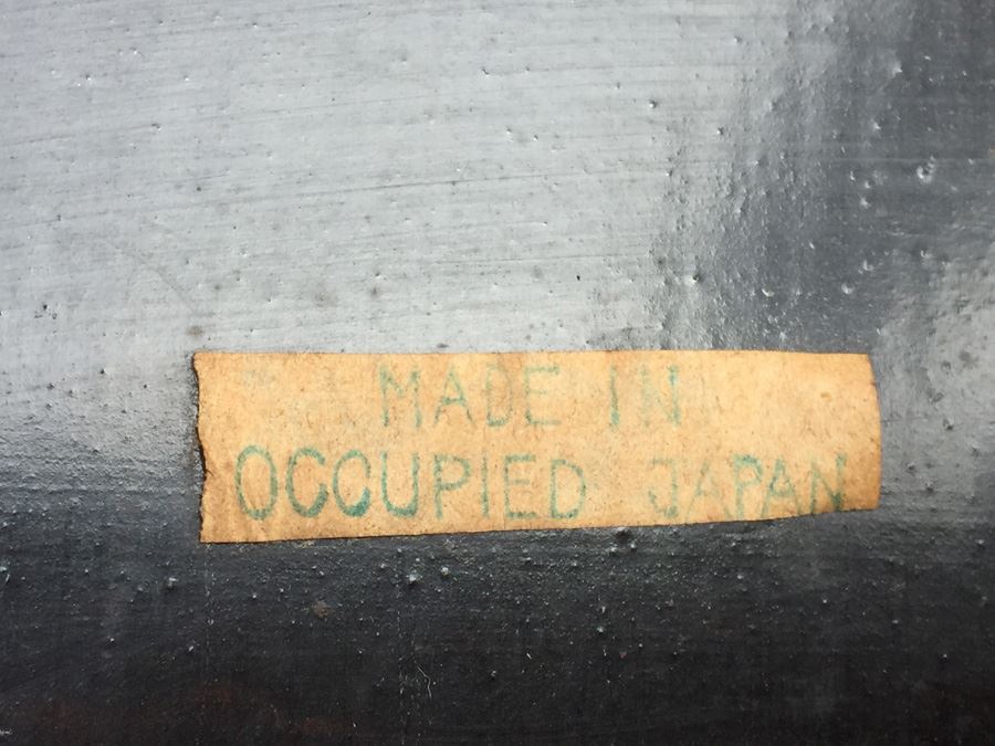 Japanese Temple Table Lacquer Over Wood With Yellow Brass Decorative Corner Hardware With Occupied Japan Label Underneath [Photo 3]