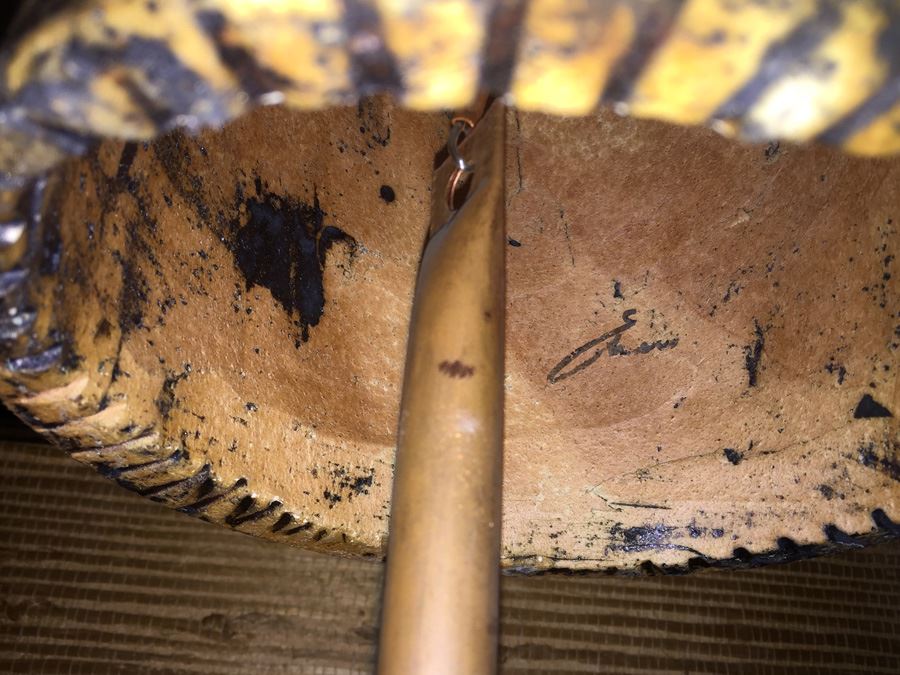 Signed Asian Pottery Bell With Metal Stand [Photo 3]