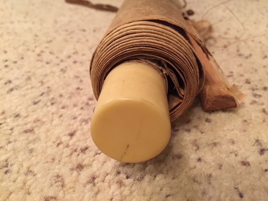 Large Old Asian Scroll Depicting Warrior Holding A Staff With Bird Perched Atop Of Staff Signed On Front And Back [Photo 18]