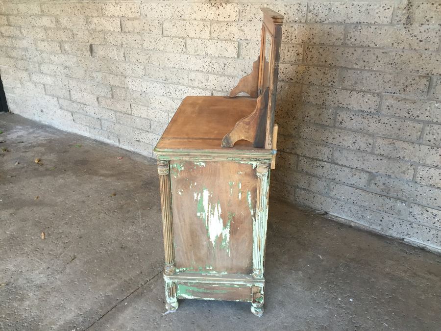 Shabby Chic Beach Cottage Cabinet Vanity With Mirror And Two Doors [Photo 13]
