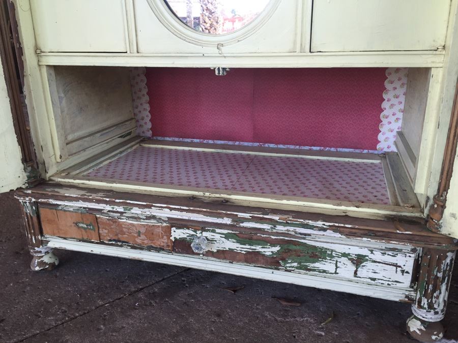 Shabby Chic Beach Cottage Cabinet Vanity With Mirror And Two Doors [Photo 9]