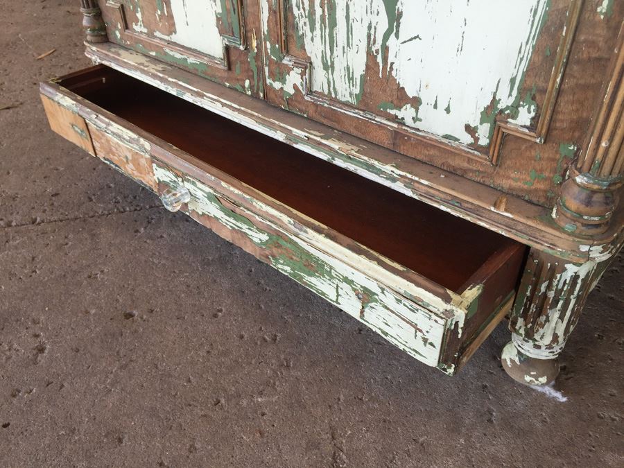 Shabby Chic Beach Cottage Cabinet Vanity With Mirror And Two Doors [Photo 7]