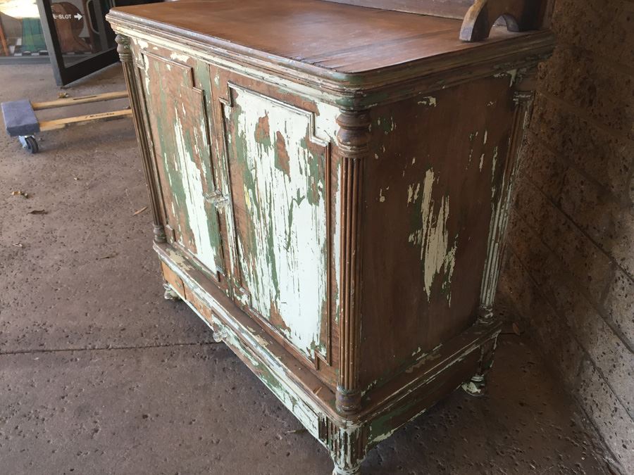 Shabby Chic Beach Cottage Cabinet Vanity With Mirror And Two Doors [Photo 6]