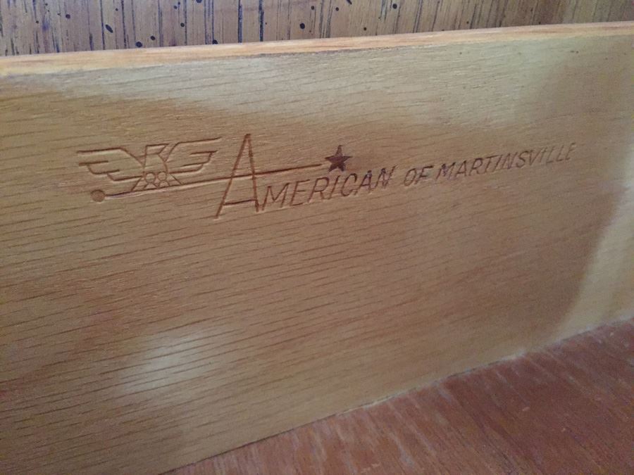 Pair Of American Of Martinsville Nightstands With Glass Tops Wood With Brass Hardware [Photo 3]