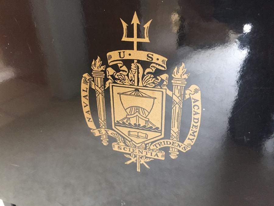 Set Of Four Black Lacquer Folding TV Tray Tables With Stand From U. S. Naval Academy [Photo 4]