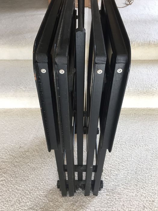 Set Of Four Black Lacquer Folding TV Tray Tables With Stand From U. S. Naval Academy [Photo 6]