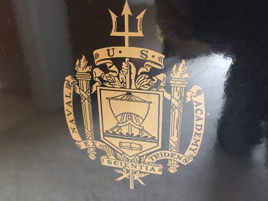 Set Of Four Black Lacquer Folding TV Tray Tables With Stand From U. S. Naval Academy [Photo 3]