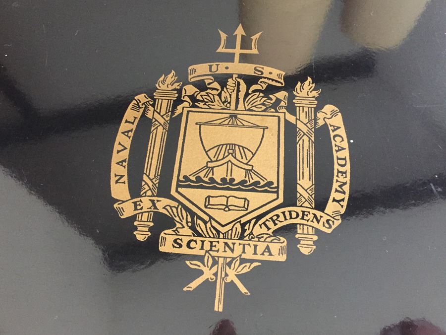 Set Of Four Black Lacquer Folding TV Tray Tables With Stand From U. S. Naval Academy [Photo 8]