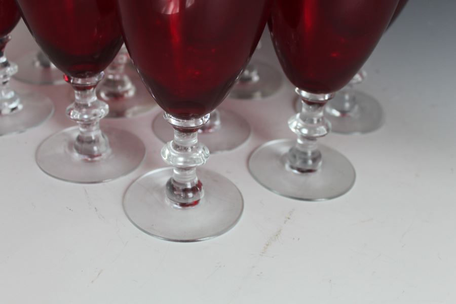 Set Of 11 Red And White Stemware Glasses [Photo 5]